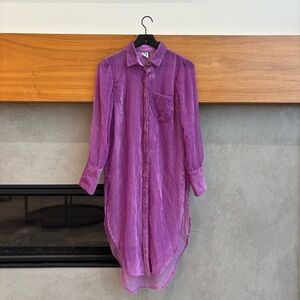 NWT Akemi + Kin by Anthropologie Velvet Stripe Button Down Duster Tunic, Size XS